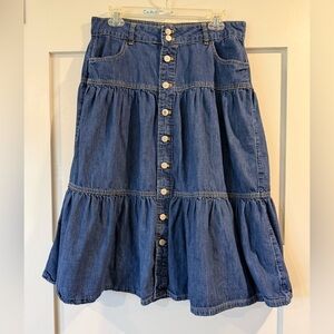 Blue Denim Button-Front Skirt